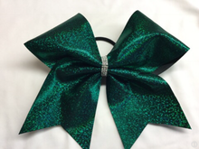 Load image into Gallery viewer, Hunter Green Mystique Fabric Cheer Bows