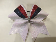 Load image into Gallery viewer, White Glitter Swish Cheer Bow