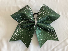 Load image into Gallery viewer, Forest/Hunter Green Glitter Cheer Bows with Combination Tails