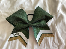 Load image into Gallery viewer, Forest/Hunter Green Glitter Cheer Bows with Combination Tails