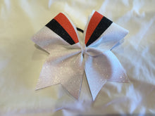 Load image into Gallery viewer, White Glitter Swish Cheer Bow
