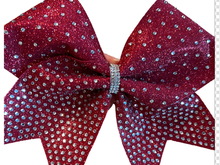 Load image into Gallery viewer, Red Rhinestone Cheer Hair Bows