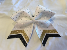 Load image into Gallery viewer, White Rhinestone Cheer Hair Bows