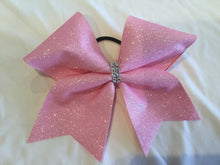 Load image into Gallery viewer, Pink/Breast Cancer Glitter Cheer Bows