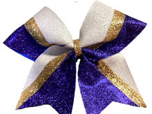 Load image into Gallery viewer, Royal Blue Glitter Cheer Bows with Combination Tails