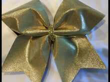 Load image into Gallery viewer, Gold Mystique Fabric Cheer Bows