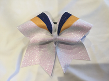 Load image into Gallery viewer, White Glitter Swish Cheer Bow