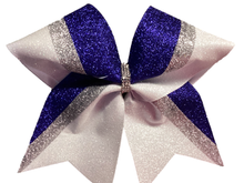 Load image into Gallery viewer, Royal Blue Glitter Cheer Bows with Combination Tails