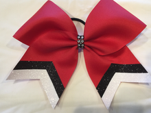 Load image into Gallery viewer, Red Grosgrain Cheer Bows with Combination Tails