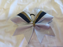 Load image into Gallery viewer, White Glitter Swish Cheer Bow