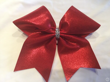 Load image into Gallery viewer, Red Mystique Fabric Cheer Bows