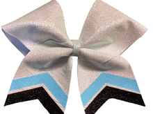 Load image into Gallery viewer, Columbia Blue Grosgrain Cheer Bows with Combination Tails