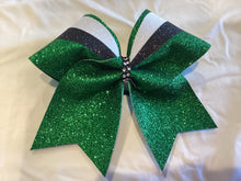 Load image into Gallery viewer, Kelly Green Glitter Cheer Bows with Combination Tails