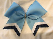 Load image into Gallery viewer, Columbia Blue Grosgrain Cheer Bows with Combination Tails