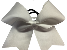 Load image into Gallery viewer, White Grosgrain Cheer Bows with Combination Tails
