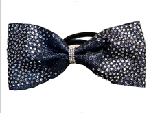 Load image into Gallery viewer, Navy Blue Rhinestone Cheer Hair Bows