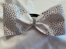 Load image into Gallery viewer, White Rhinestone Cheer Hair Bows
