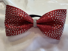 Load image into Gallery viewer, Red Rhinestone Cheer Hair Bows