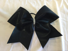 Load image into Gallery viewer, Black Mystique Fabric Cheer Bows