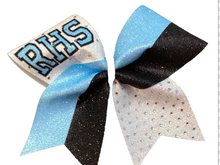 Load image into Gallery viewer, Columbia Blue Grosgrain Cheer Bows with Combination Tails

