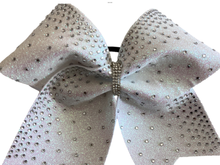 Load image into Gallery viewer, White Rhinestone Cheer Hair Bows
