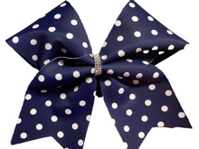 Load image into Gallery viewer, Navy Grosgrain Cheer Bows with Combination Tails
