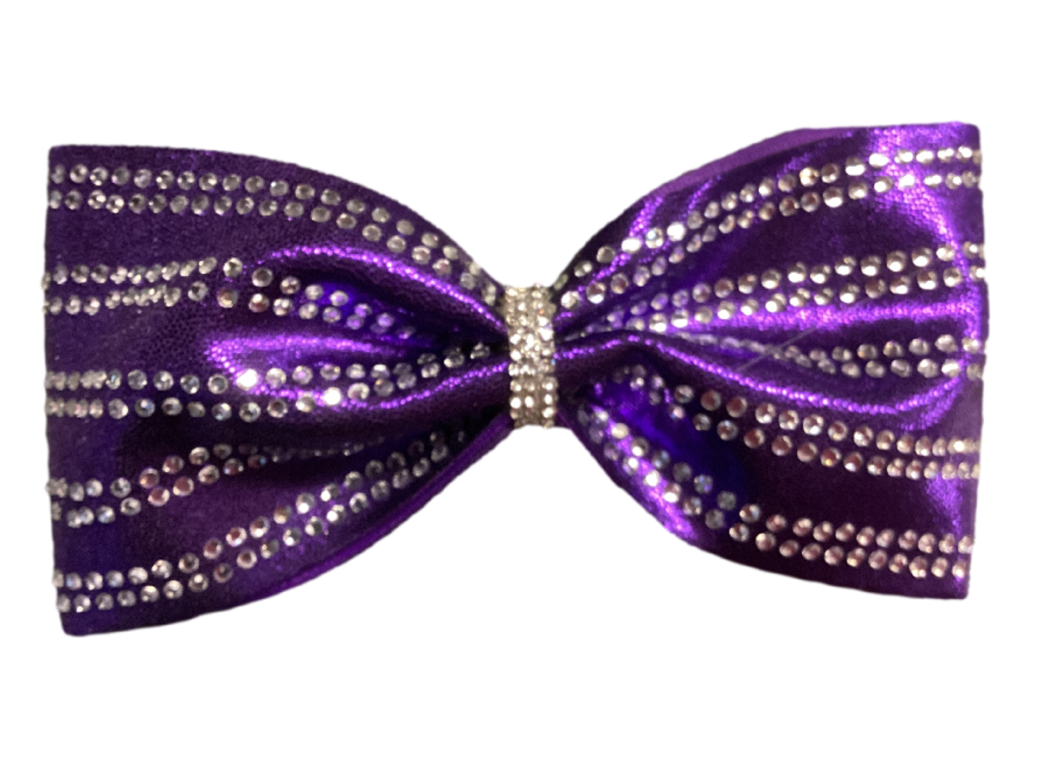 Purple Glitter Bow with Rhinestone Accent Purple Glitter Cheer Bows Combination Tails | Brenda main image 2