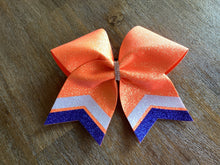 Load image into Gallery viewer, Orange Grosgrain Cheer Bows with Combination Tails
