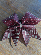 Load image into Gallery viewer, Maroon Glitter Cheer Bows with Combination Tails
