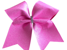 Load image into Gallery viewer, Pink/Breast Cancer Glitter Cheer Bows
