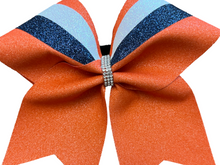 Load image into Gallery viewer, Orange Grosgrain Cheer Bows with Combination Tails
