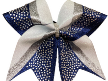 Load image into Gallery viewer, Navy Blue Rhinestone Cheer Hair Bows

