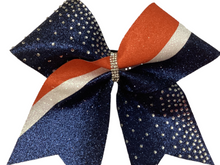 Load image into Gallery viewer, Navy Blue Rhinestone Cheer Hair Bows
