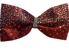 Load image into Gallery viewer, Red Rhinestone Cheer Hair Bows
