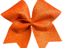 Load image into Gallery viewer, Orange Grosgrain Cheer Bows with Combination Tails
