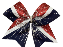 Load image into Gallery viewer, Navy Blue Rhinestone Cheer Hair Bows
