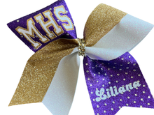 Load image into Gallery viewer, Tick Tock Glitter Cheer Bows
