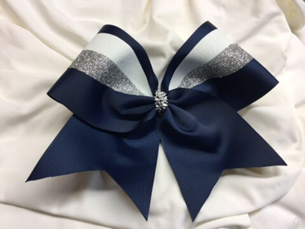 Navy Blue Grosgrain Cheer Bows