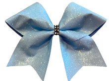 Load image into Gallery viewer, Columbia Blue Grosgrain Cheer Bows with Combination Tails
