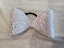 Load image into Gallery viewer, White Glitter Cheer Bows
