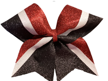Load image into Gallery viewer, Red Glitter Cheer Bows with Combination Tails
