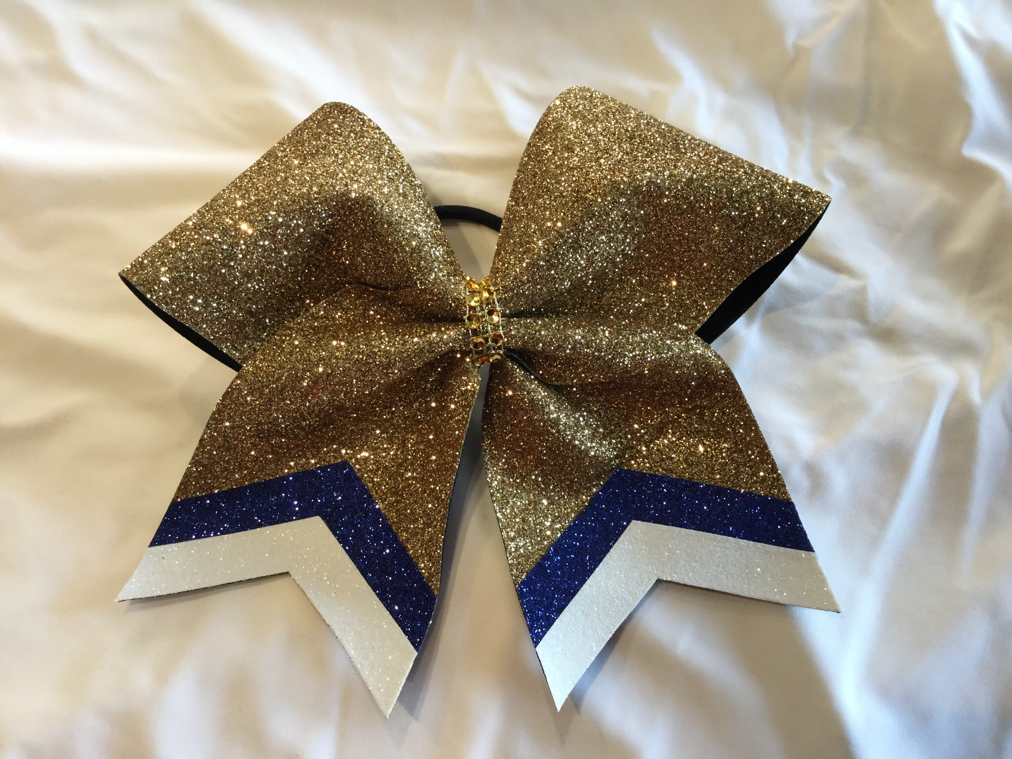 Gold Glitter Cheer Bows | Brenda display picture 1