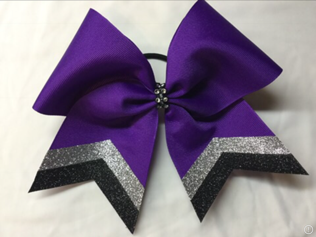 Purple Grosgrain Cheer Bows with Combination Tails