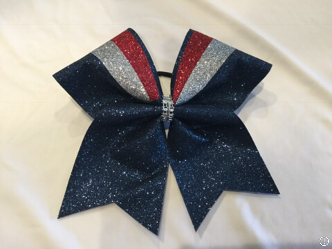 Navy Blue Glitter Swish Cheer Bow