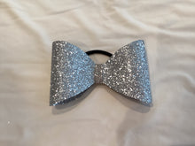 Load image into Gallery viewer, Silver Glitter Cheer Bows
