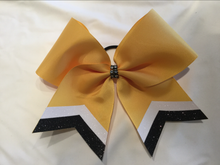 Load image into Gallery viewer, Yellow Grosgrain Cheer Bows with Combination Tails
