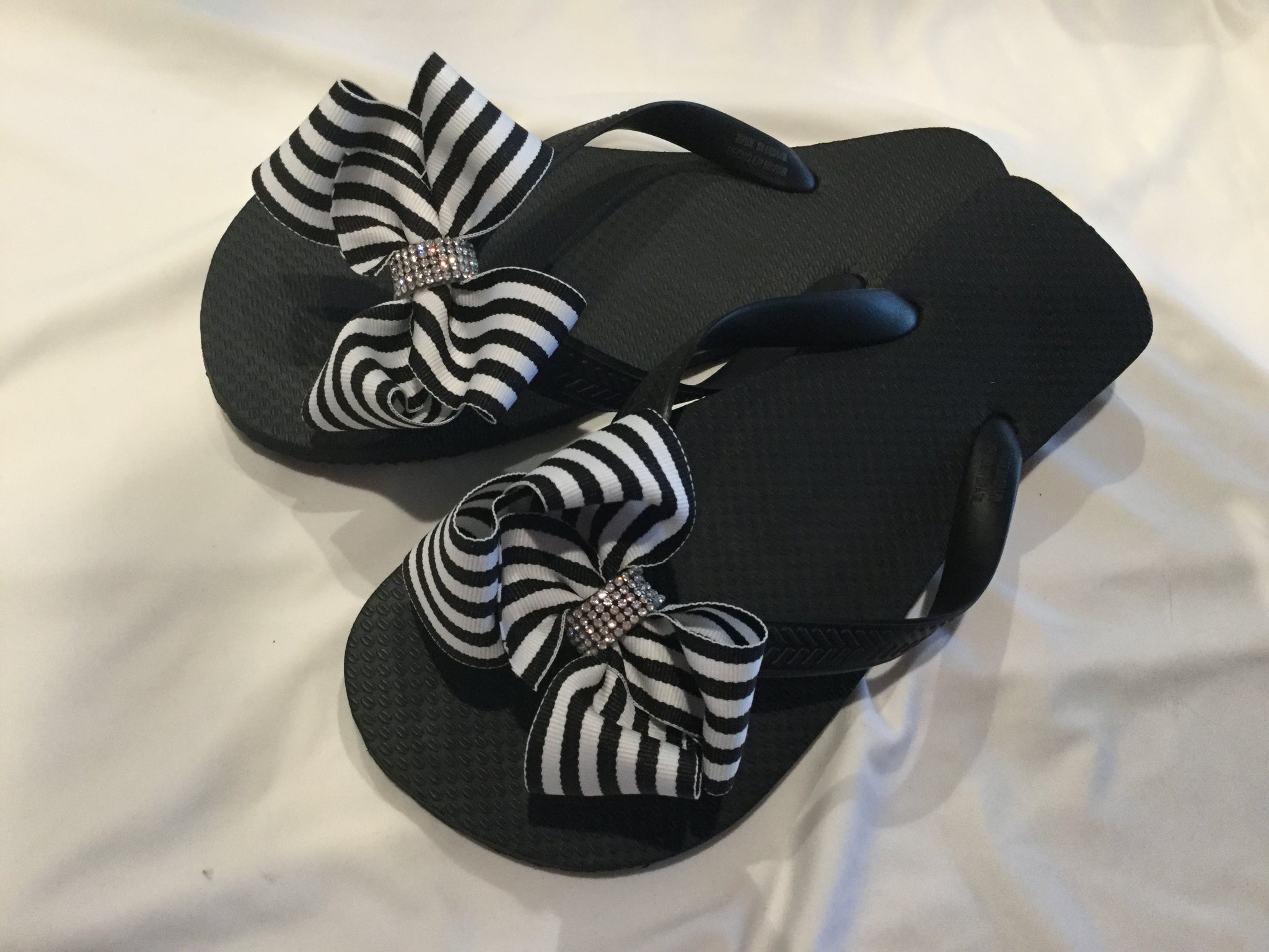 Black Bow Flip Flops Brenda s Cheer Bows