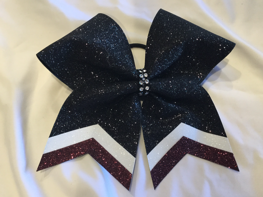 Black Glitter Cheer Bows with Combination Tails