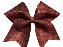 Load image into Gallery viewer, Maroon Glitter Cheer Bows with Combination Tails
