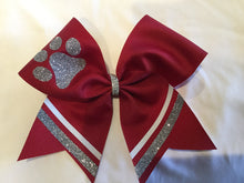 Load image into Gallery viewer, Paw Print Design Cheer Bows
